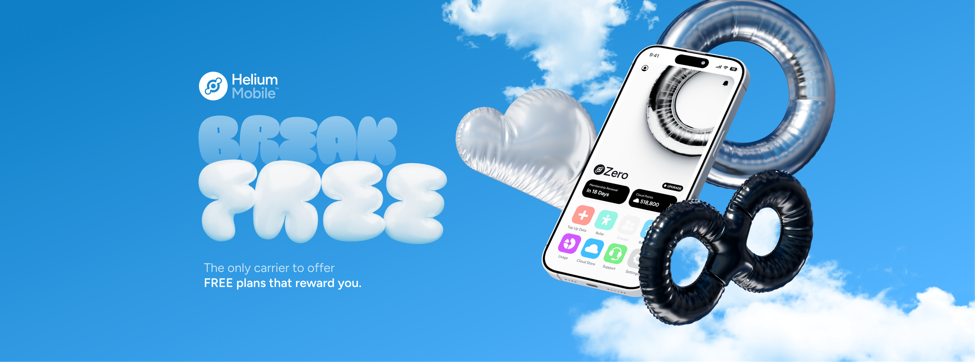 Helium Mobile. Break free. The only carrier to offer FREE plans that reward you.